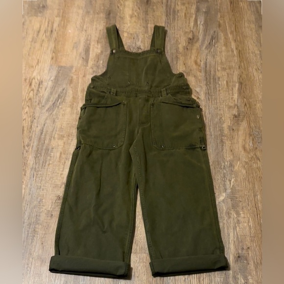 (NWOT) Free People Just In Time Overalls Olive Green Size M - Picture 6 of 14